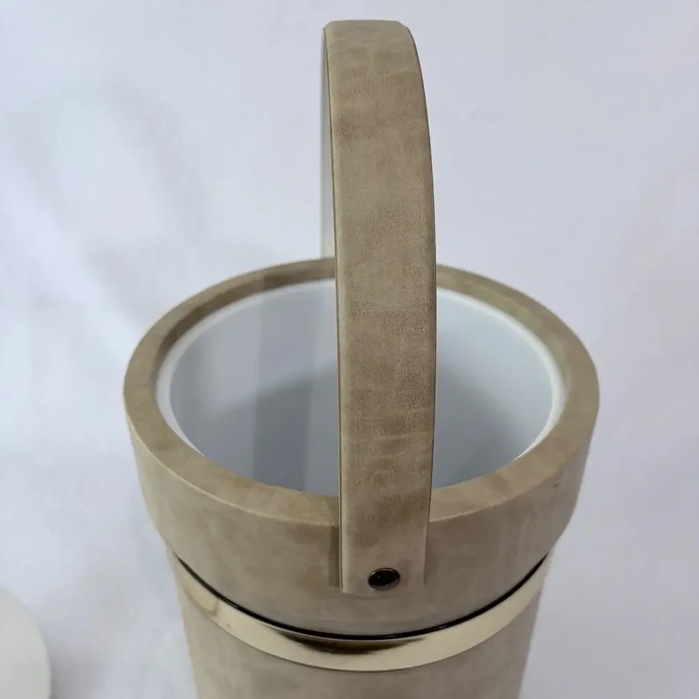 Shelton Designs Ice Bucket Tall Handle Tan MCM Quiet Luxury 70s Beach Bar USA